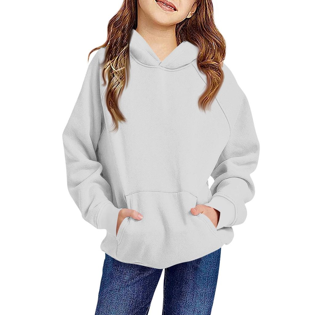Children's Hoodie Boys And Girls Solid Color Long-sleeved Hooded Pocket Hoodie