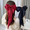 Hot Korean Elegant Streamer Large Bow Ribbon Hair Clip for Women Fashion Solid Satin Ponytail Bow Hairpin Girls Hair Accessories