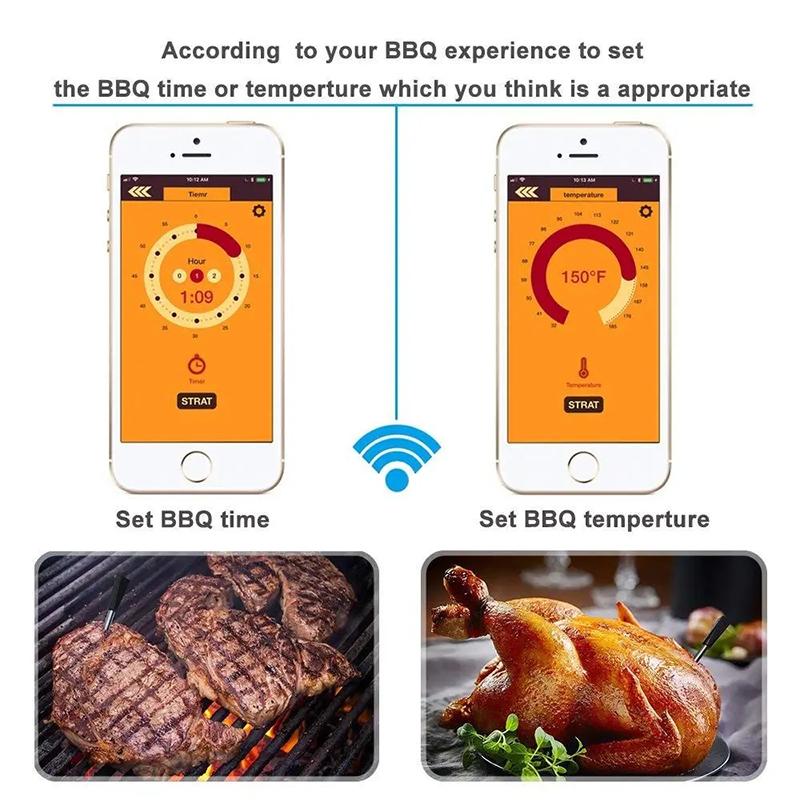 New Wireless Meat Food Thermometer for Oven Grill BBQ Smoker Kitchen Smart Digital Bluetooth Barbecue Thermometer Temperature