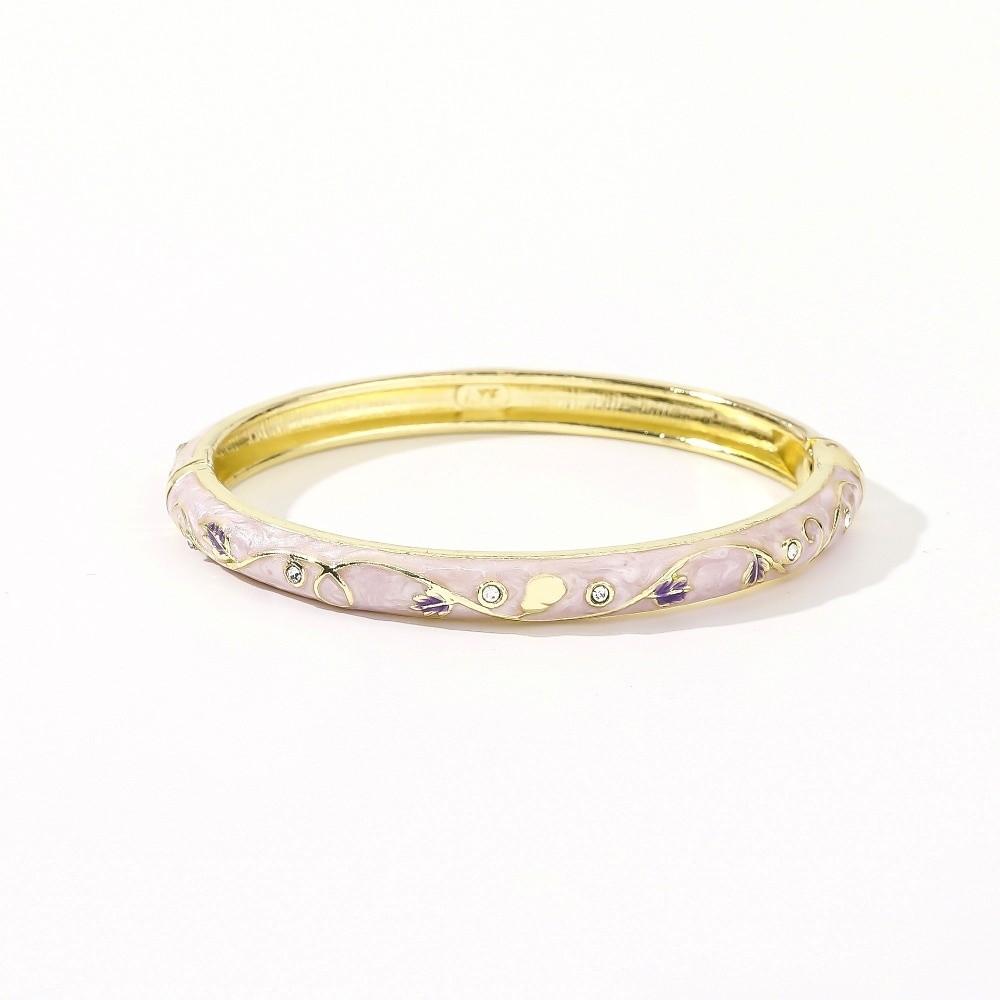 Small Floral Chinese Flower Bangle Enamel Women's Hand Bracelet Vintage Cloisonne Bangle Ladies