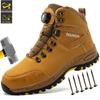 Anti Shock Security Protective Shoes Rotating Button Indestructible Safety Shoes Steel Toe Work Hiker Boots Anti-smash Boots
