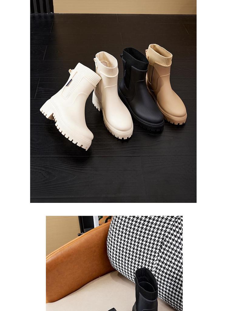 Женские эластичные резиновые сапоги Chelsea, средней высоты, водонепроницаемые, нескользящие; Идеально подходит для ношения на открытом воздухе.