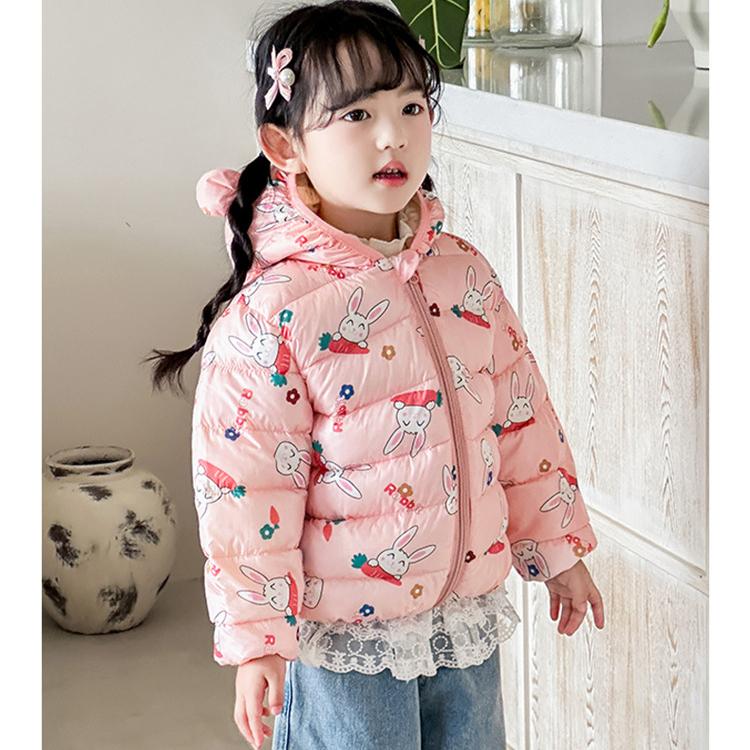 Осень милые пальто с цветочным принтом теплая детская одежда на хлопковой подкладке модный стиль синий зимний укороченный пуховик для маленькой девочки