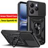 Funda for Tecno Spark 40 4G Case Slide Camera Protection Ring Stand Shockproof Cover for Tecno Spark 40 4G Capa Funda