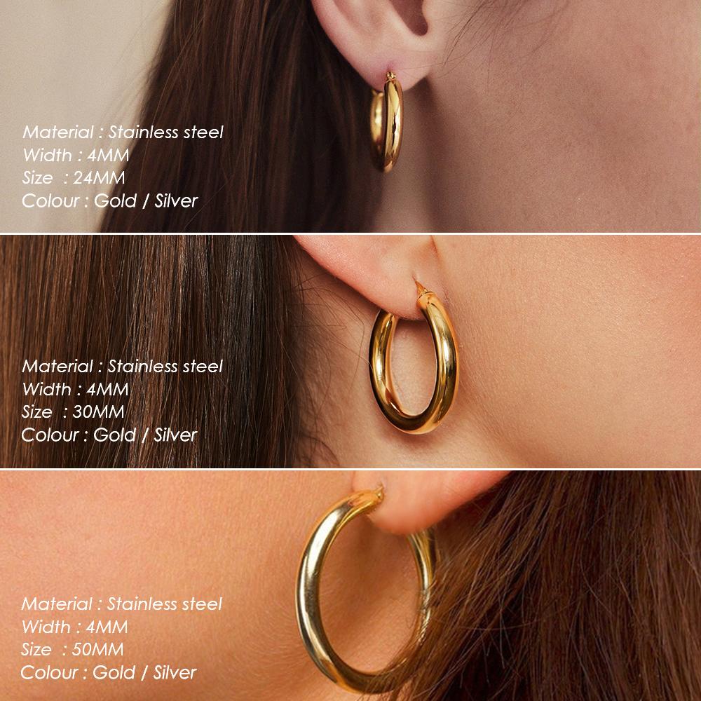 eManco Korean Aesthetic Round Elegant Lightweight Non Allergic Stainless Steel Personalized Earrings Party Fashion Jewelry