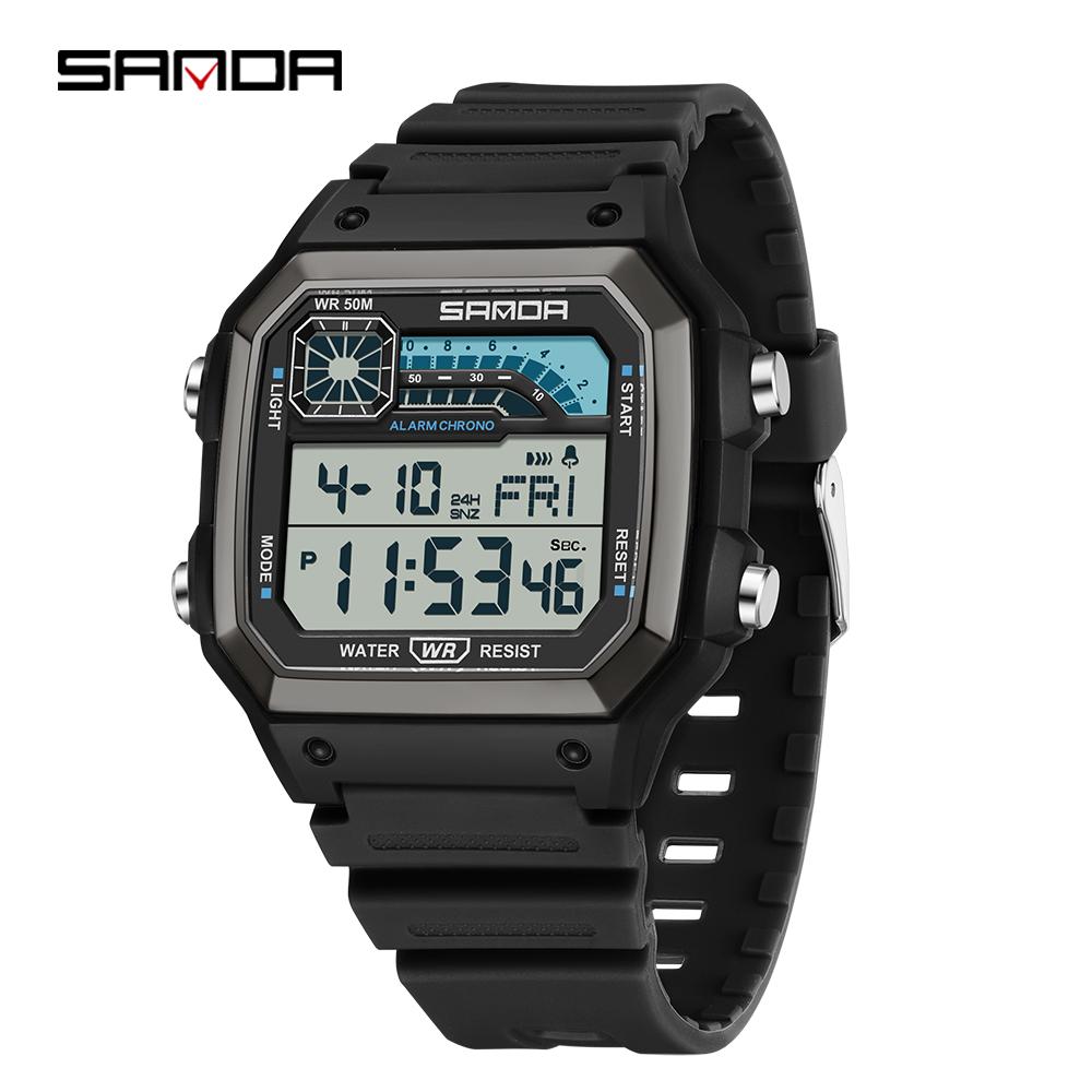 SANDA 6196 Fashion Student Digital Electronic Watch Sports Multi Functional Waterproof LED Men's Electronic Watch