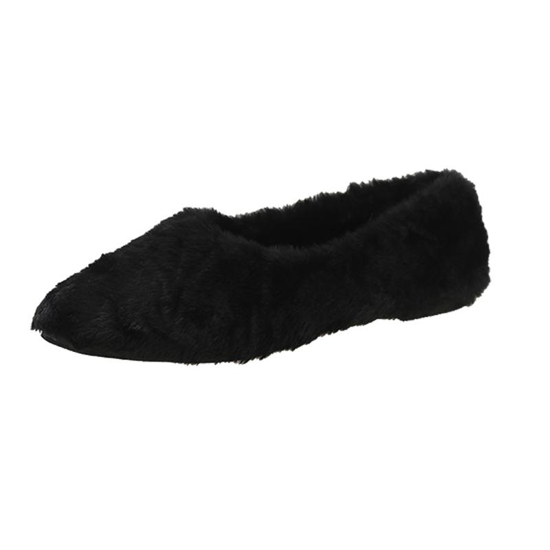 Модные туфли на плоской подошве с острым носком на меху для женщин зимой, теплые плюшевые мокасины для женщин, простые меховые туфли на высоком каблуке для торжественных случаев