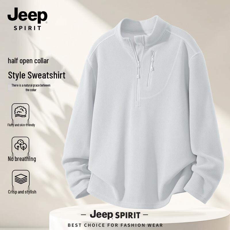 JEEP SPIRIT Men's 2025 Autumn/Winter Half-Zip Loose Fit Sweatshirt