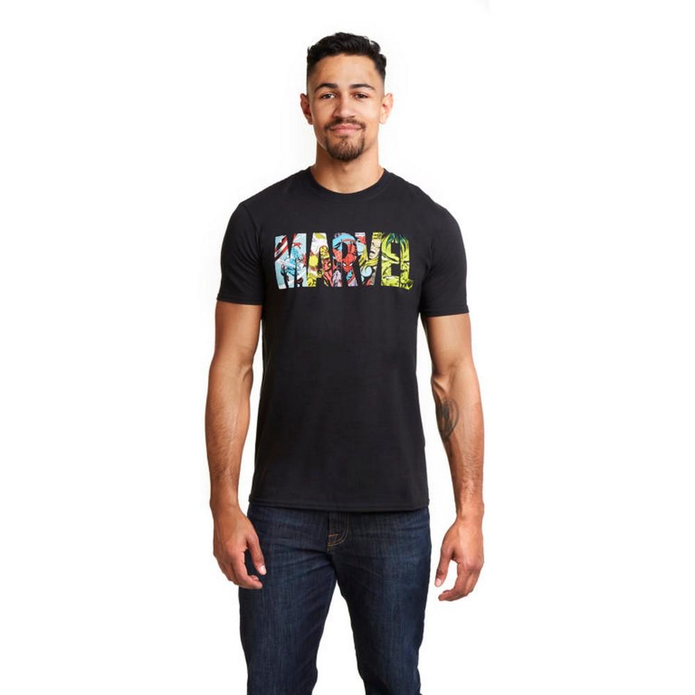 Marvel Mens Comic Strip Logo T-Shirt