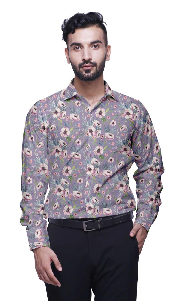BestMan PrintedA  Men ShirtsA  Long Sleeve Printed Button Down Cotton Shirt