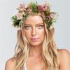 Rose Flower Headband Festival Wedding Green Leaf Floral Headpiece Spring Headwear  for Women Girls