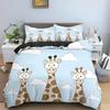 Cartoon Giraffe King Queen Duvet Cover Kids Girls Boys Animal Bedding Set Wildlife Quilt Cover 2/3pcs Polyester Comforter Cover