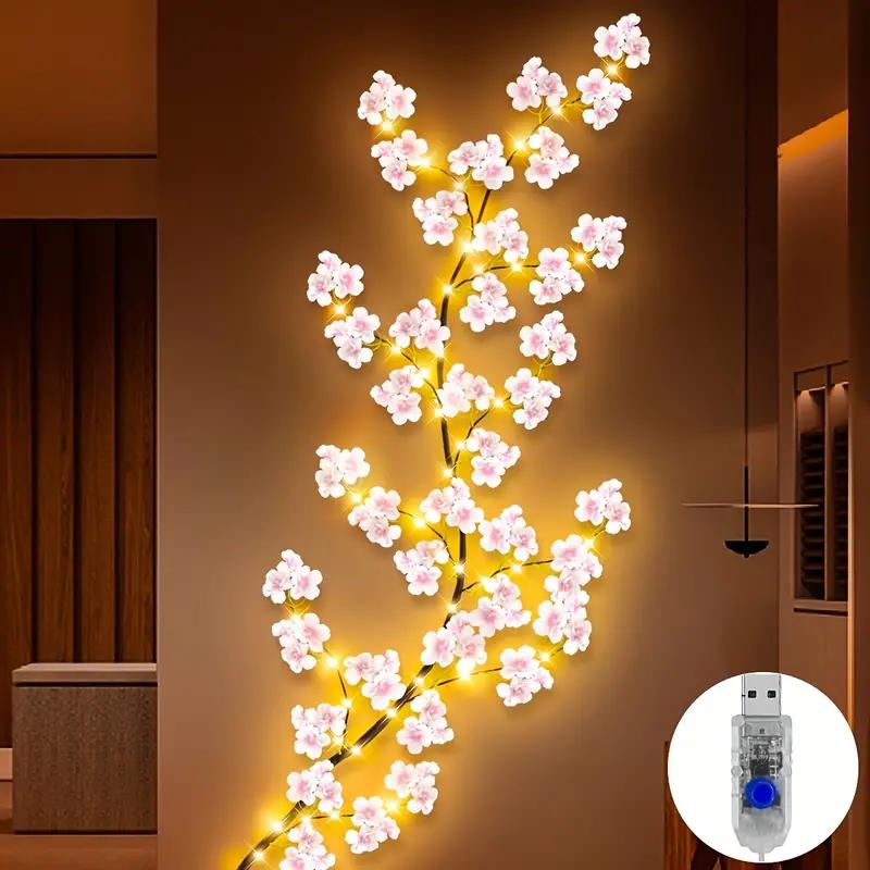 1 шт. гирлянда из вишневых деревьев с 8 моделями, работающая от USB, 1,8 м/5,9 футов, цветочная лампа для сада, спальни, рождественского декора