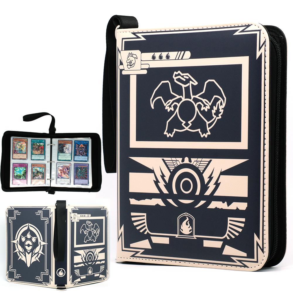 400 шт. Альбом-папка для карт на молнии PTCG Yugioh TCG 4 кармана Коллекция коллекционных карт Держатель для карт Игрушки Подарок
