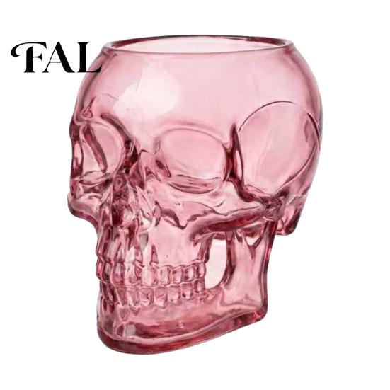 Halloween Desktop Decoration Gothic Skull Wall Vase, Translucent Resin Pink Planter, Transparent Unique Ornament, for Dried Flower Home Photography