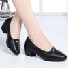 Fashion Spring All-Match Fashion Women Pointed Toe Low-heeled Leather Shoes Solid Slip On Casual Soft Comfort Non-slip  Mom Shoes