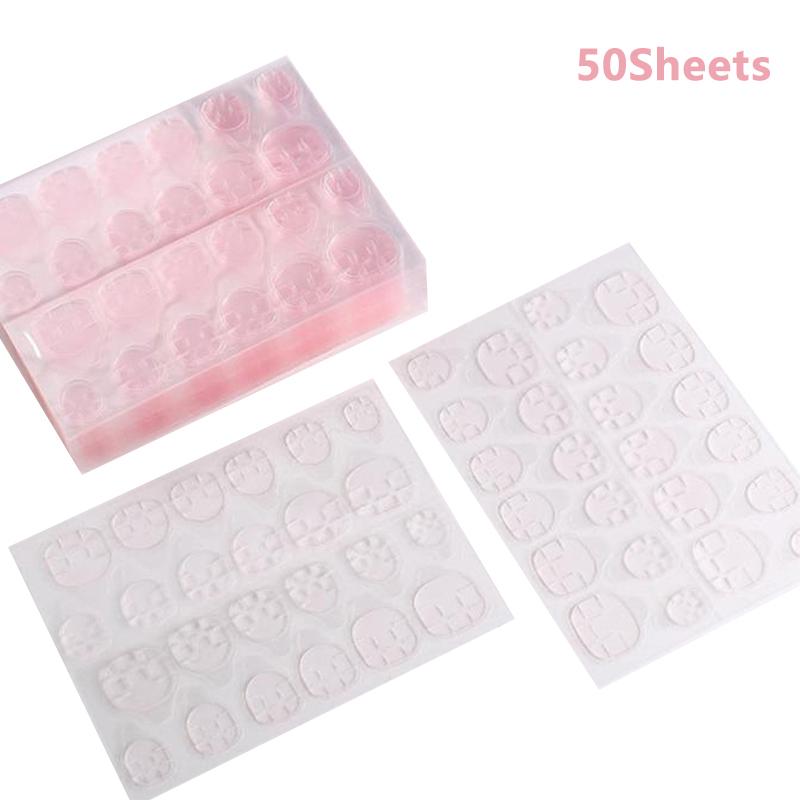 50 листов Двусторонняя клейкая лента Клей Наклейка Клей для накладных ногтей Для типсов накладных ногтей Прозрачная Желейная подушечка Накладные ногти Маникюр