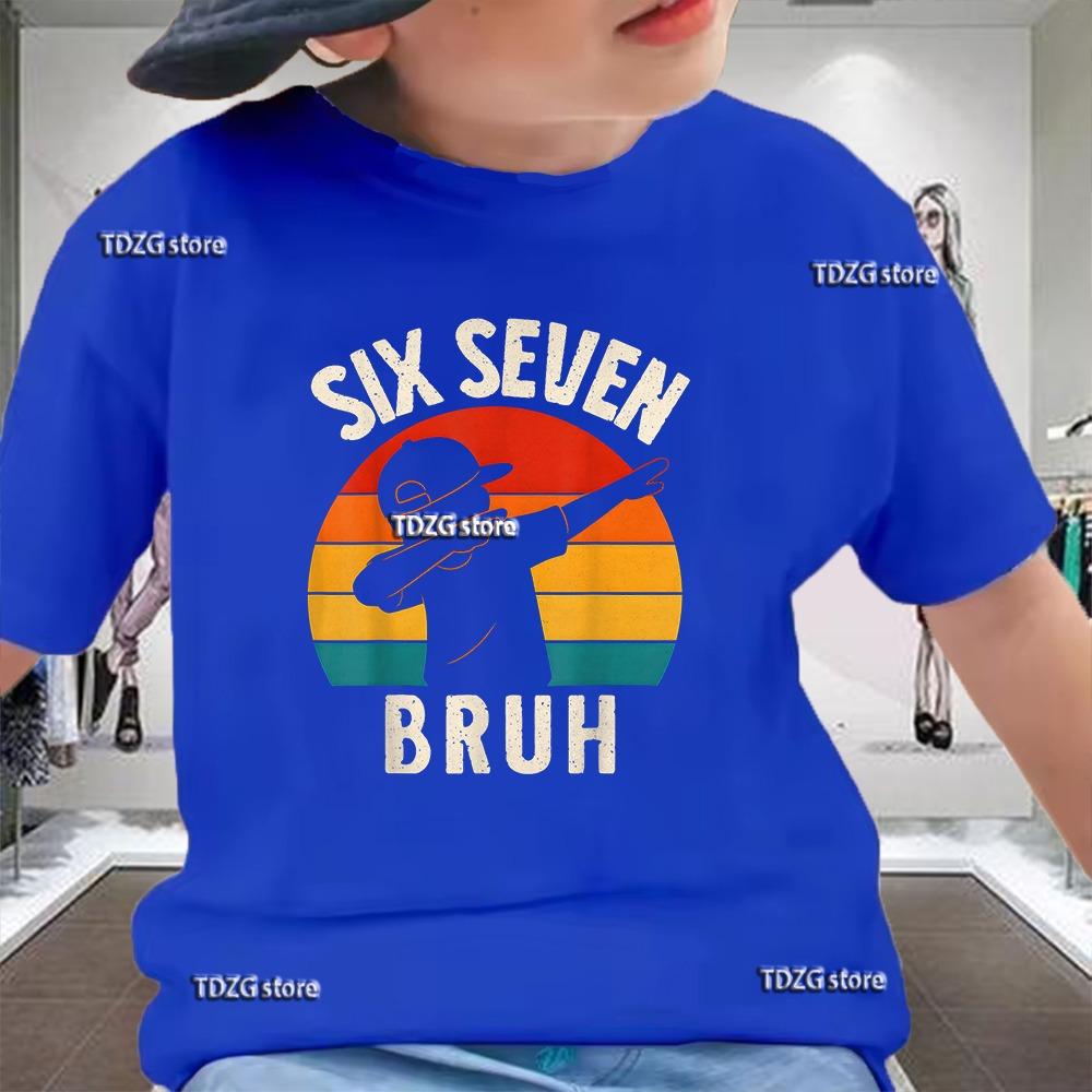 Летняя футболка 67 Cool Print для детей, с коротким рукавом, с мультяшным принтом, модная, для мальчиков, повседневная, Харадзюку, детская одежда