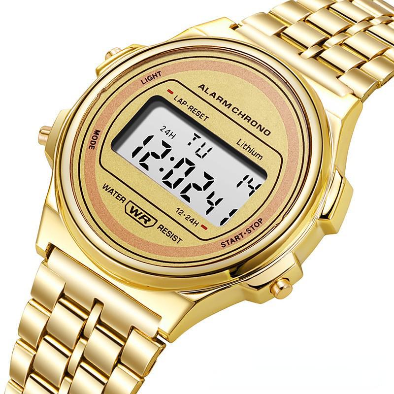 Унисекс Светодиодные Цифровые Часы WR F91W Стальной Браслет A159 Стиль Харадзюку - Многофункциональные Модные Часы