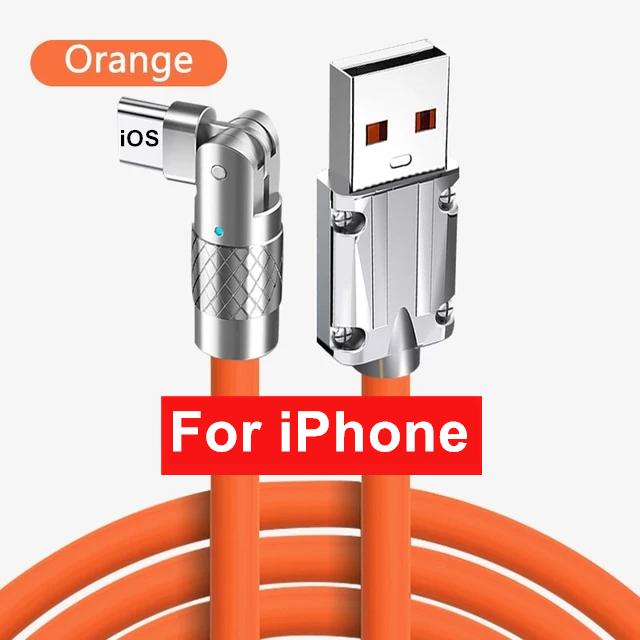 6A 120W 180 градусов поворотный USB-кабель для быстрой зарядки типа C для iPhone 14 13 XS XR Samsung Xiaomi Huawei POCO кабель для быстрой зарядки