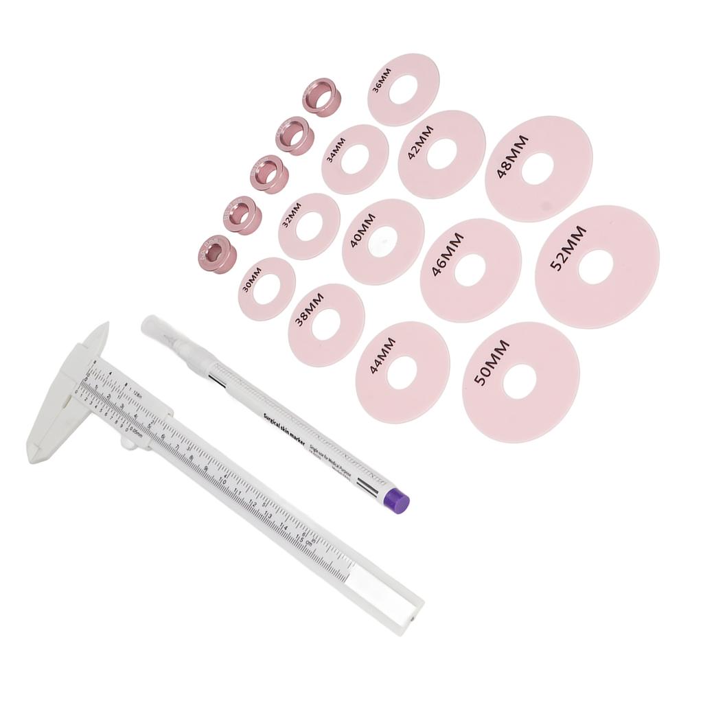 Nipple Areola Measurements Set 12pcs Silicone Rings Marking Pen 3D Areola Tattoo Scale Ruler