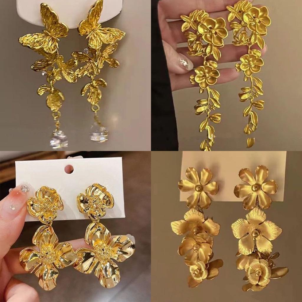 Серьги с серебряной иглой и цветочной бахромой - Элегантный высококлассный европейский и американский стиль для женщин
