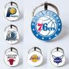 Брелок-кольцо с логотипами команд НБА: Лейкерс, Уорриорс, 76ers Рельефный сплав Камень времени