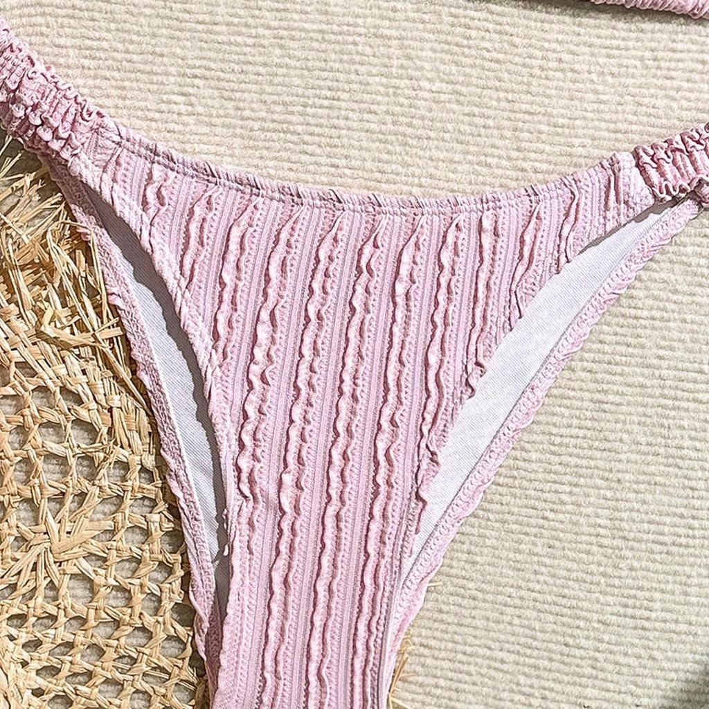 2024 Европейский и американский однотонный сексуальный купальник-бикини женский - Пляжная одежда в стиле Инс