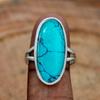 Luxury sticker imitation turquoise oval geometric ring, personalized niche UV seal, new spring jewelry