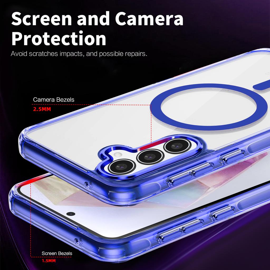 Магнитный чехол для телефона Samsung Galaxy A35 5G, TPU рамка, прозрачная поликарбонатная задняя крышка