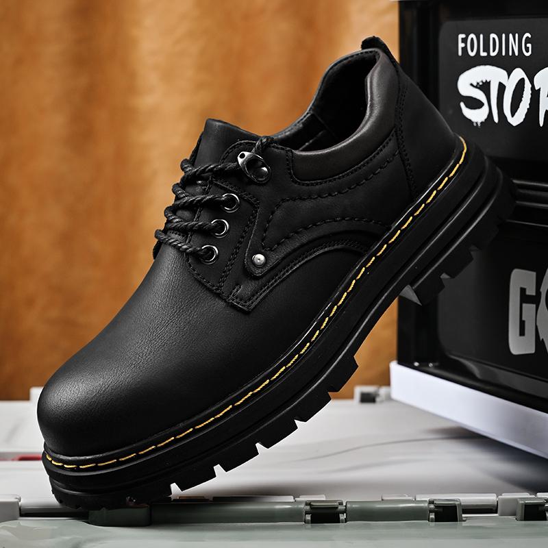 Мужская повседневная обувь из натуральной кожи с нескользящей подошвой ручной работы, водонепроницаемая, повседневная рабочая обувь для улицы