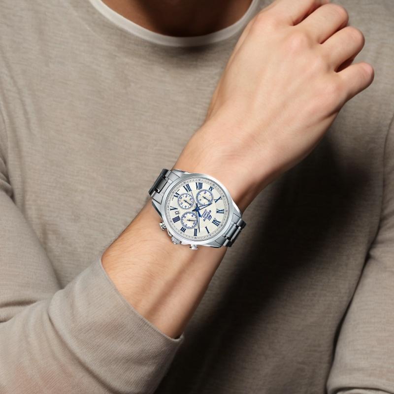 Casio EDIFICE Artificial Sapphire Waterproof Quartz Watch Steel Strap Japanese and Korean Watch Men's Watch Quartz Movement Stainless EFB-650D-7AVUPRD