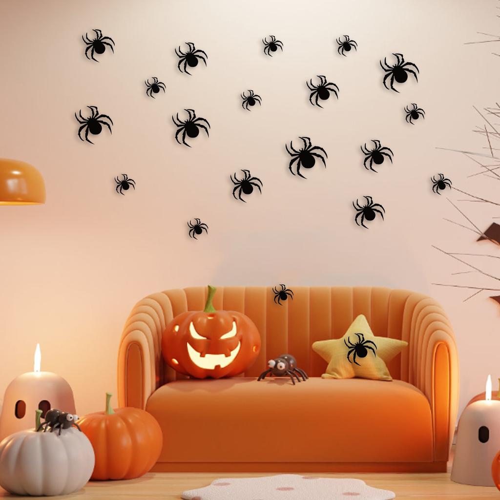 36pcs New Halloween Theme Party Black Spider Wall Stickers Decorations Festival Wall Decoration Props