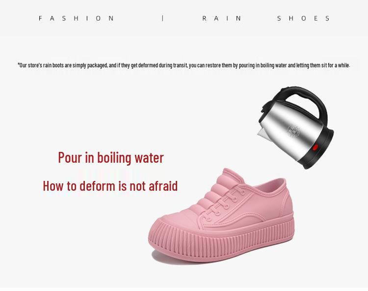 Women's Waterproof Non-Slip Hidden Heel Rain Boots - Fashionable Slip-On Short Tube Shoes