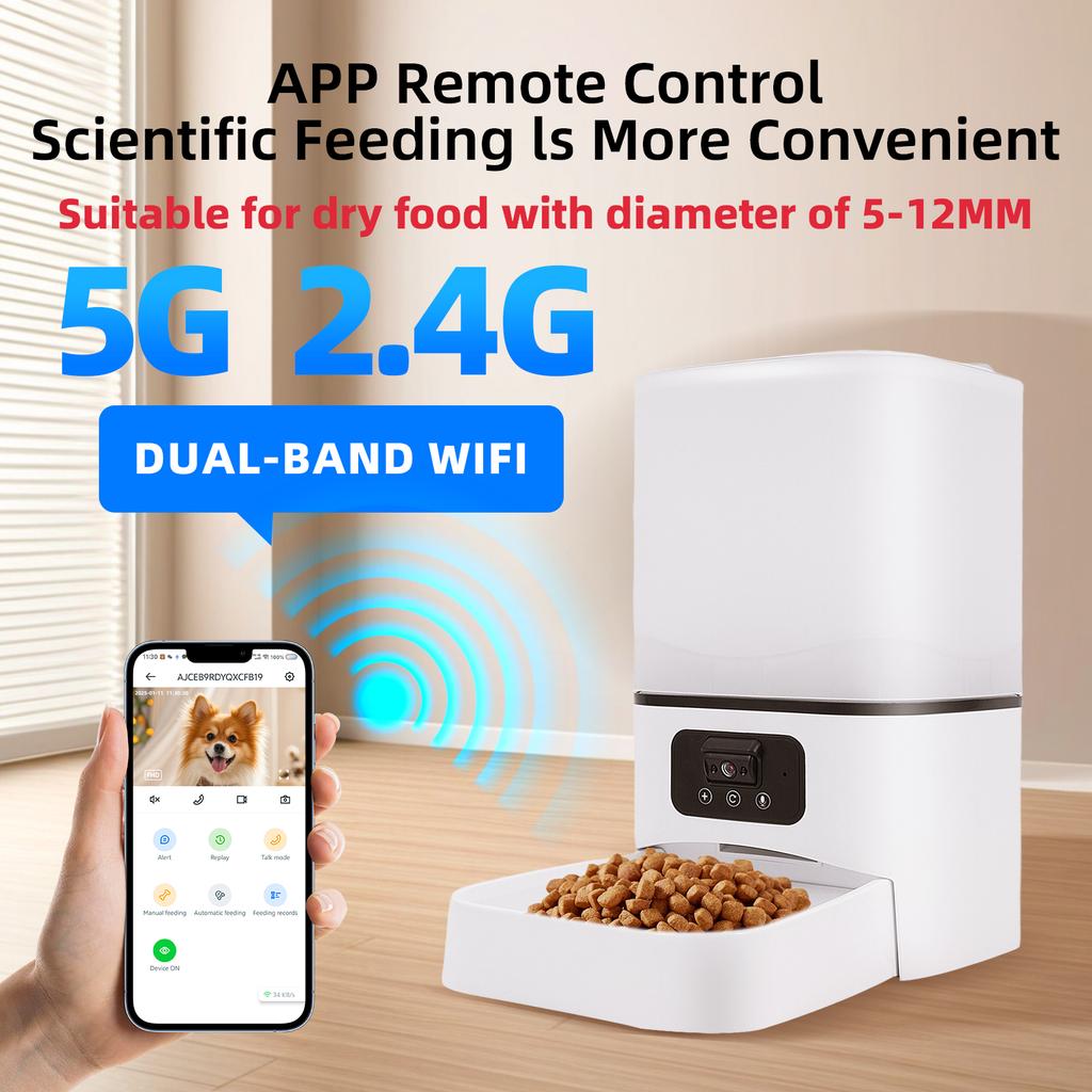 6 л Кнопка WiFi Смарт-камера ПРИЛОЖЕНИЕ Автоматическая кормушка для домашних животных Время для кошек Собак Миска для сухого корма Видеодиспенсер с функцией ночного видения