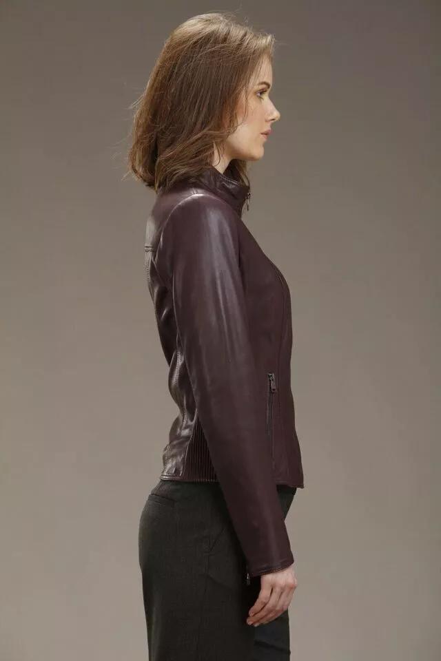 Новая женская куртка из натуральной кожи ягненка, стильная, ручная работа, байкерская, мотоциклетная