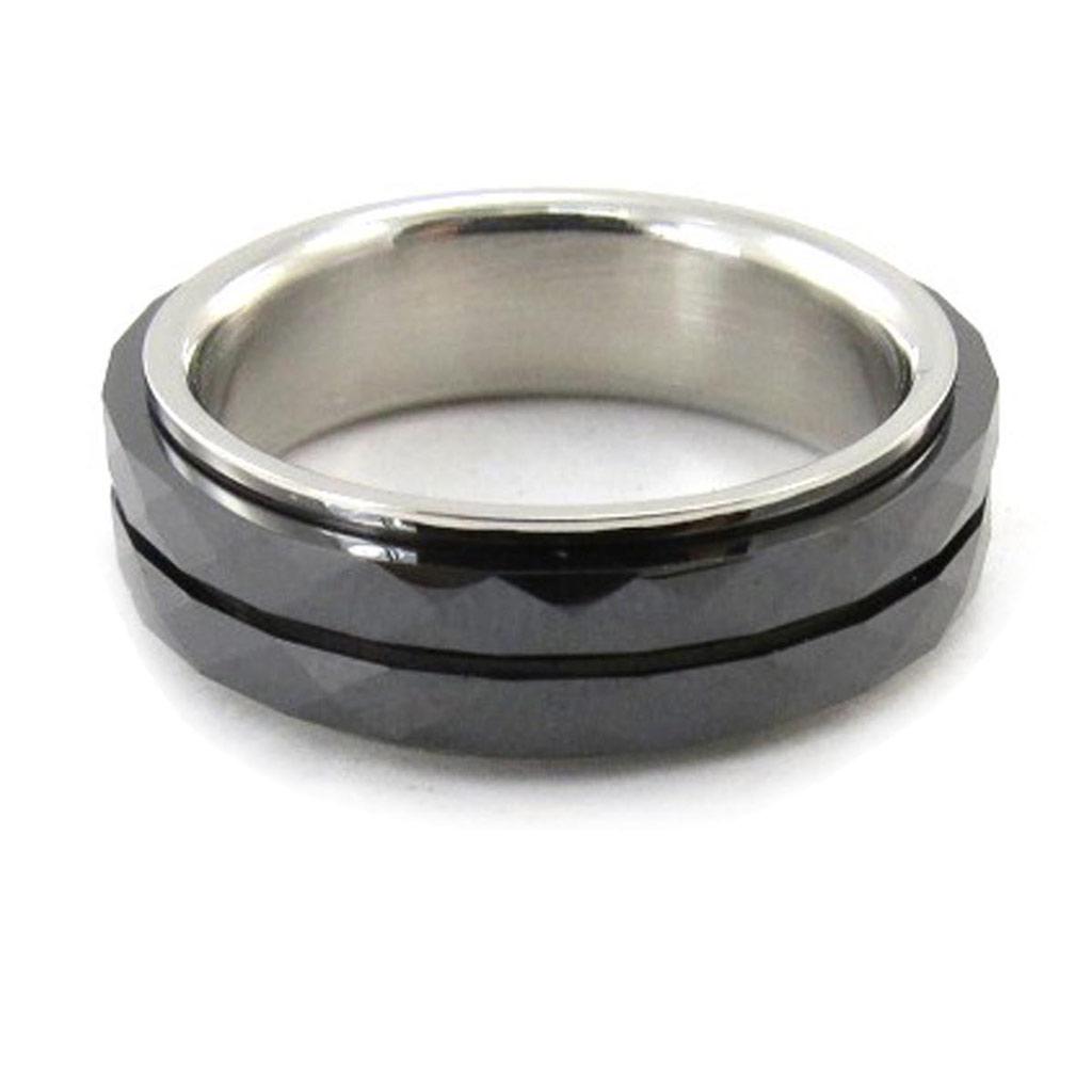 Мужское кольцо 'Peaceful' черная стальная керамика