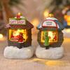Christmas Winter Village House Ornaments Mini Light-up Christmas Shop with Santa Resin Desktop Figurine Holiday Home Decor