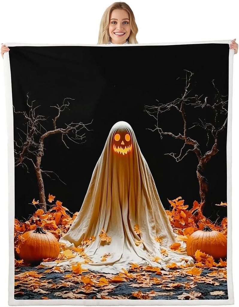 GUOYU Blanket Gothic Skull Fleece Blanket Baby Happy Halloween Sherpa Blanket Ghost Skull Goth Fuzzy Plush Throw for Adults Men WomenHorror
