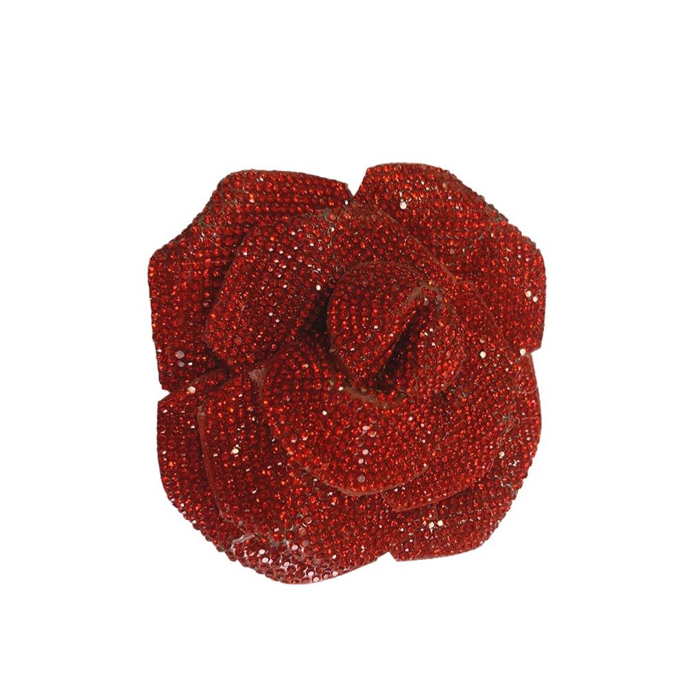 3D Rose Flower Brooch Fabrics Sparkling Rose Brooch Fabrics New Sew-On Applique Sewing Supplies