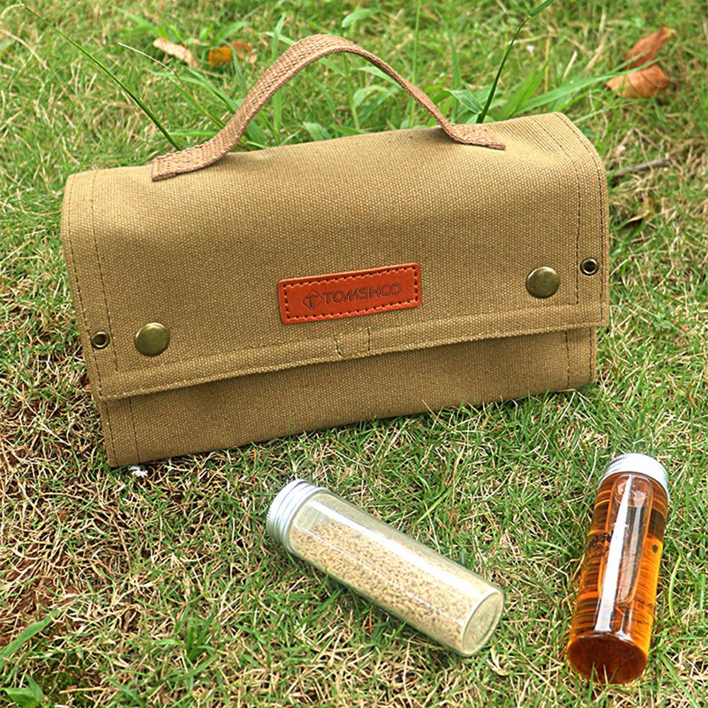 TOMSHOO Портативная сумка для специй с 10 баночками для специй, холщовая сумка для хранения приправ, органайзер для приправ