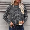 Woman Clothing Fashion Casual Tops Shirts Fashionable and Casual Temperament Autumn Women's Round Neck Hit The Rope Leg of Mutton Sleeve Shirt Female