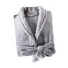 Unisex Winter Bathrobe Thick Warm Great Water Absorbent Solid Color Lace Up Long Sleeve Cardigan Lapel Pockets Knee Length Nightgown