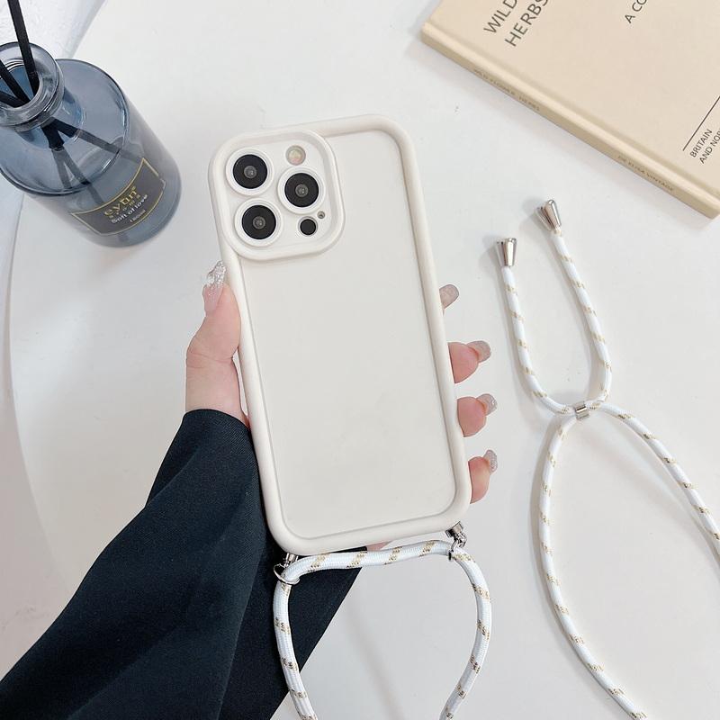 Однотонный силиконовый чехол для iPhone 16 15 Pro Max 14 13 12 11, противоударный чехол через плечо