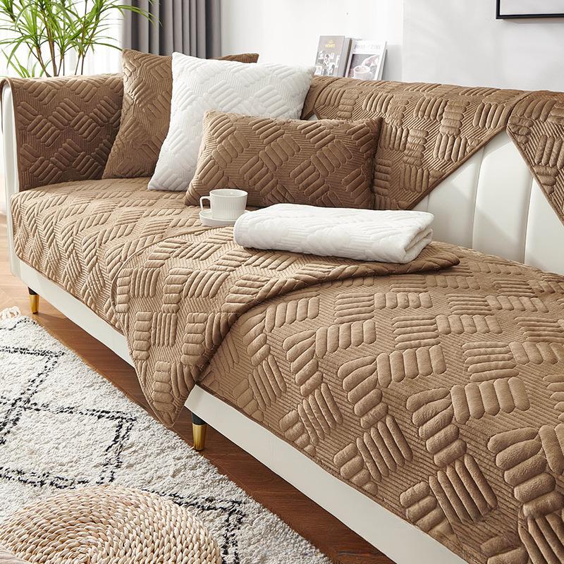 Зимняя плюшевая подушка для дивана, простая современная нескользящая тканевая подушка для дивана, чехол для дивана, чехол