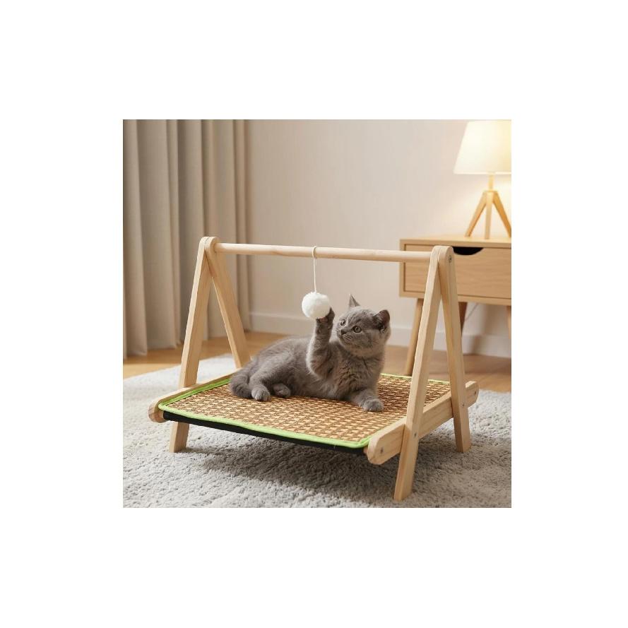 Rattan Feline Feline Lounger Solid Wood Wooden Feline Feline Lounger Pet Furniture A-Shaped Stand Stand Suspended Platform