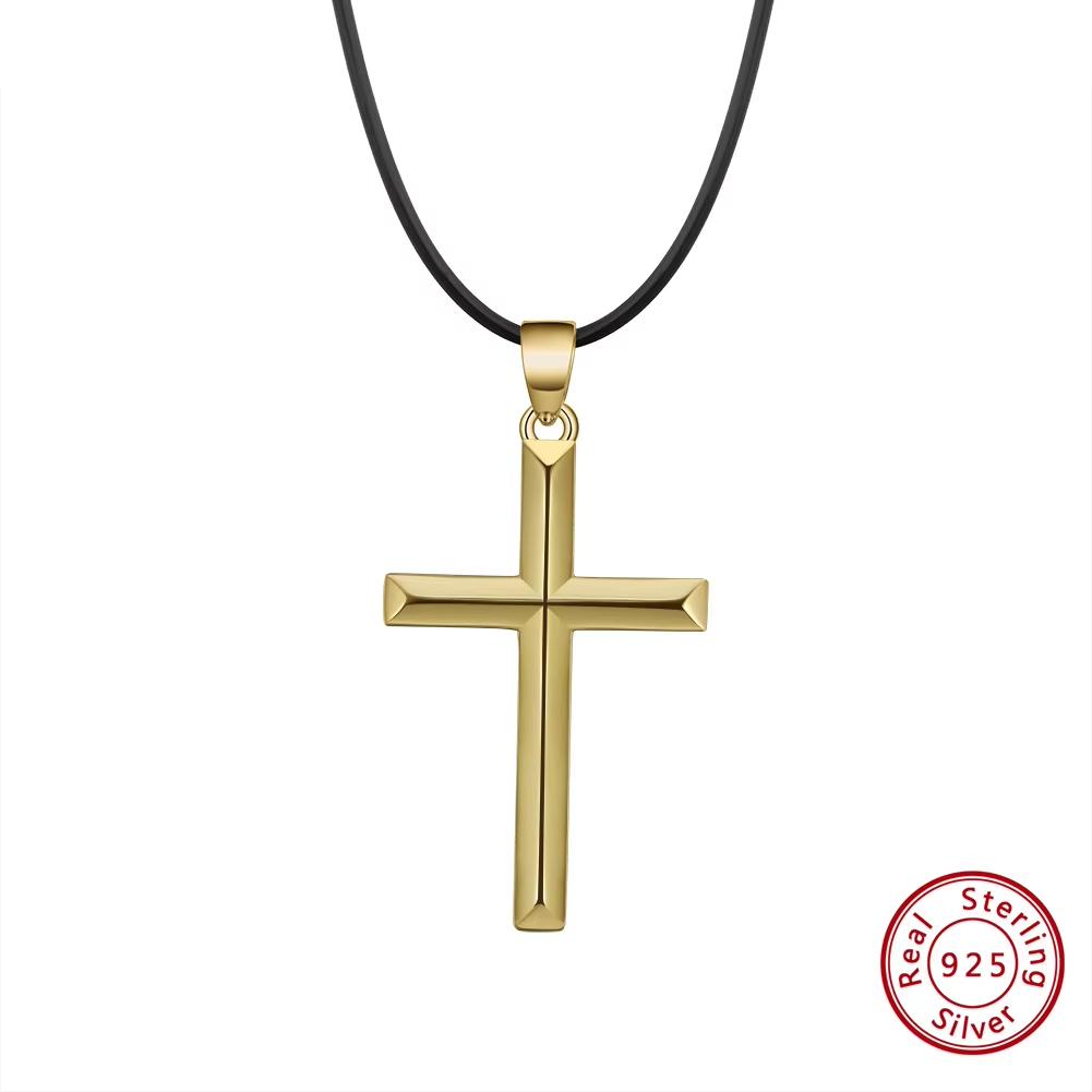 ORSA JEWELS Классический кулон-крест из 14-каратного золота, ожерелье для мужчин и женщин, ожерелье из стерлингового серебра 925 пробы, христианские религиозные украшения NMN01