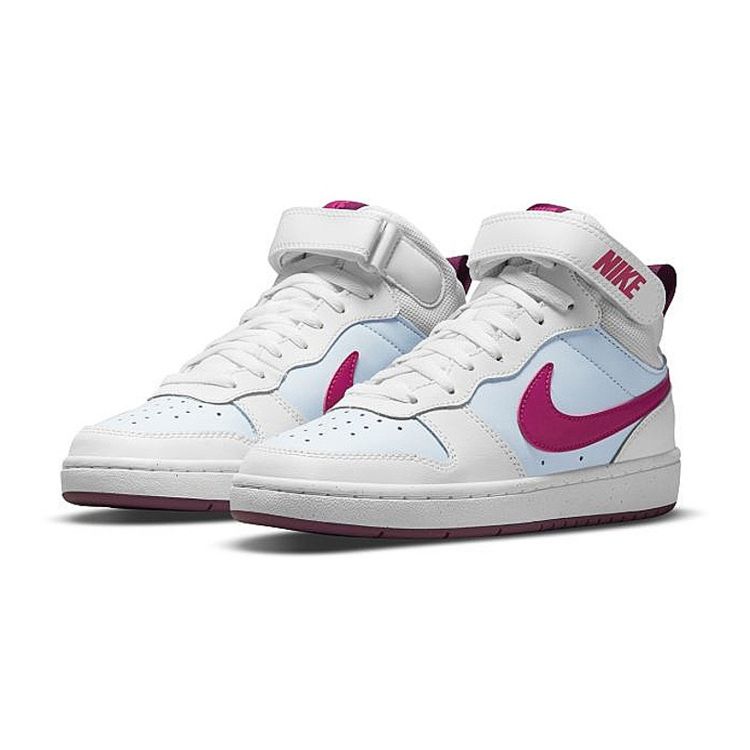 Nike Детские кроссовки Court Borough Mid 2 GS White Sangria Pink Prime Pure Platinum CD7782-006