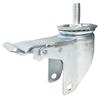 Medium Swivel Caster Bracket with Brake, Thickened Base, 3", 4", 5" Fixed Wheel, Threaded Stem.