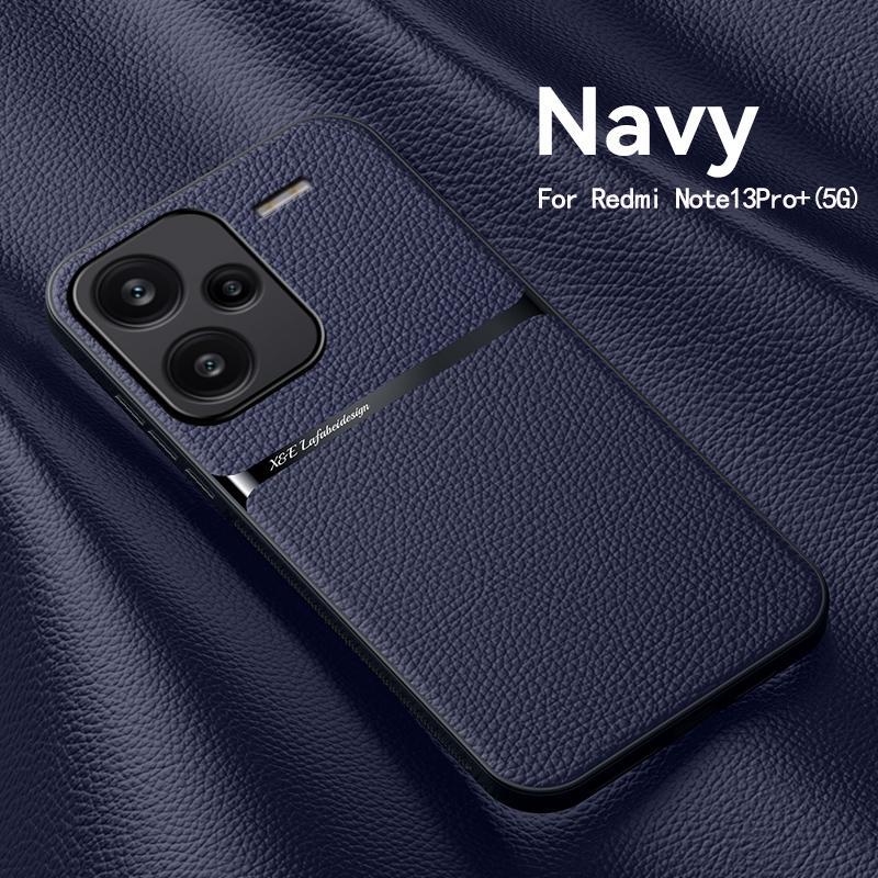 Чехол для телефона из ПУ кожи с текстурой класса люкс для Xiaomi Redmi Note 13 Pro 4G Plus 5G, с ТПУ рамкой, пластиковый, магнитный, противоударный, Fundas